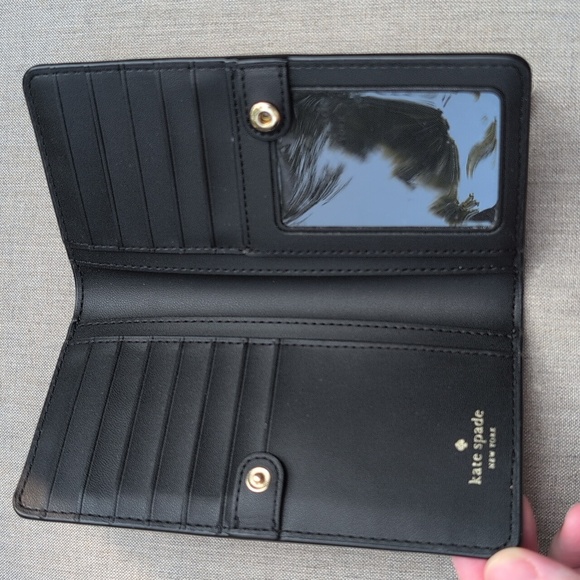 Kate Spade NY Staci Colorblock Large Slim Black, Nude, & Gold Wallet Leather - Picture 6 of 10